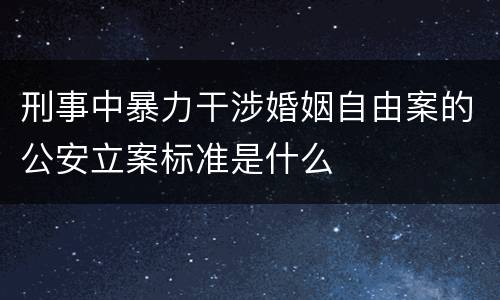 刑事中暴力干涉婚姻自由案的公安立案标准是什么