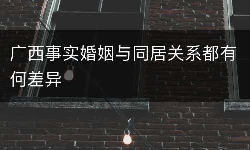 广西事实婚姻与同居关系都有何差异