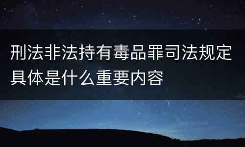 刑法非法持有毒品罪司法规定具体是什么重要内容