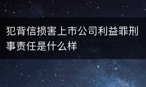 犯背信损害上市公司利益罪刑事责任是什么样