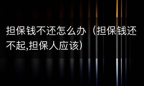 担保钱不还怎么办（担保钱还不起,担保人应该）