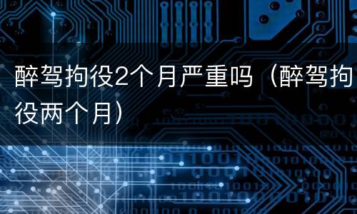 醉驾拘役2个月严重吗（醉驾拘役两个月）