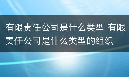 有限责任公司是什么类型 有限责任公司是什么类型的组织