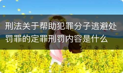 刑法关于帮助犯罪分子逃避处罚罪的定罪刑罚内容是什么