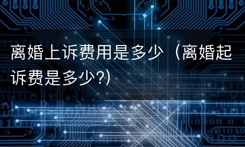 离婚上诉费用是多少（离婚起诉费是多少?）