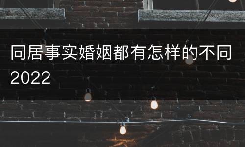 同居事实婚姻都有怎样的不同2022