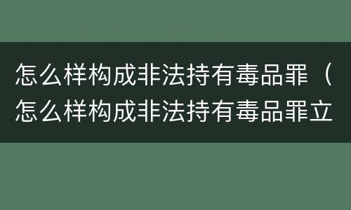 怎么样构成非法持有毒品罪（怎么样构成非法持有毒品罪立案标准）