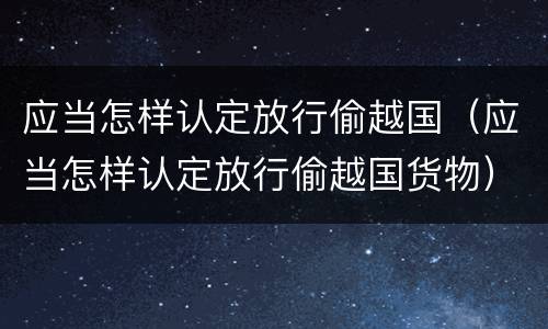 应当怎样认定放行偷越国（应当怎样认定放行偷越国货物）
