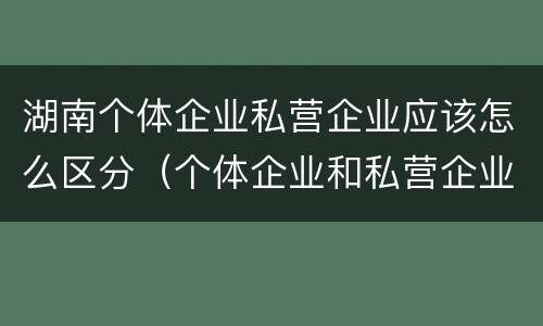 湖南个体企业私营企业应该怎么区分（个体企业和私营企业）