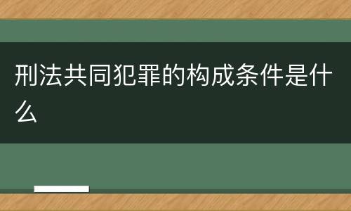 刑法共同犯罪的构成条件是什么
