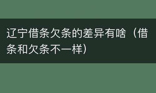 辽宁借条欠条的差异有啥（借条和欠条不一样）