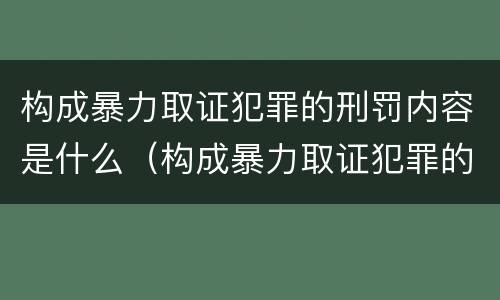 构成暴力取证犯罪的刑罚内容是什么（构成暴力取证犯罪的刑罚内容是什么意思）
