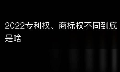 2022专利权、商标权不同到底是啥