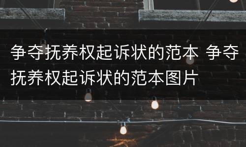 争夺抚养权起诉状的范本 争夺抚养权起诉状的范本图片