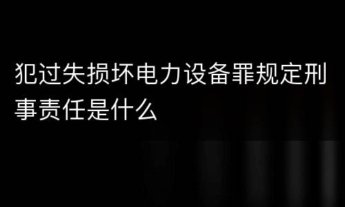 犯过失损坏电力设备罪规定刑事责任是什么