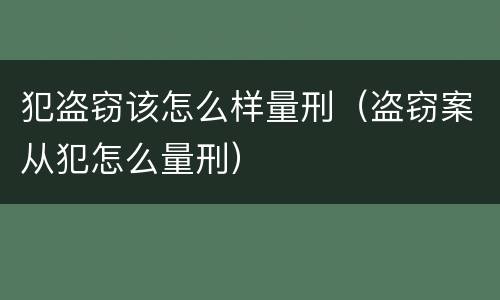 犯盗窃该怎么样量刑（盗窃案从犯怎么量刑）