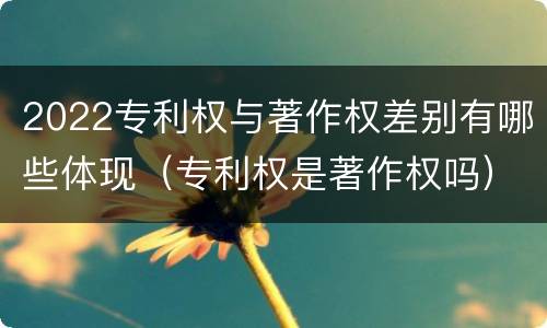 2022专利权与著作权差别有哪些体现（专利权是著作权吗）