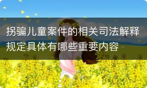 拐骗儿童案件的相关司法解释规定具体有哪些重要内容
