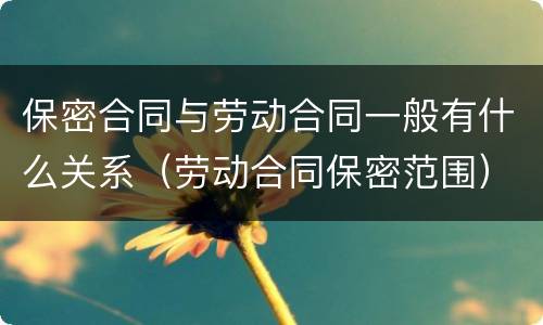 保密合同与劳动合同一般有什么关系（劳动合同保密范围）