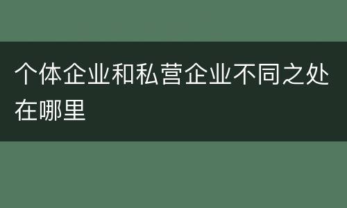 个体企业和私营企业不同之处在哪里