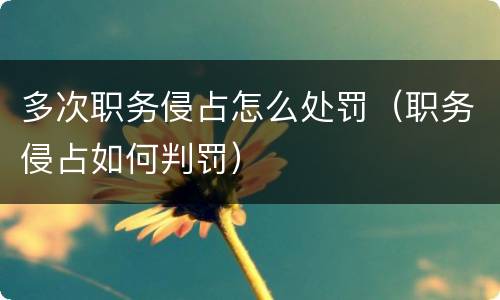 多次职务侵占怎么处罚（职务侵占如何判罚）