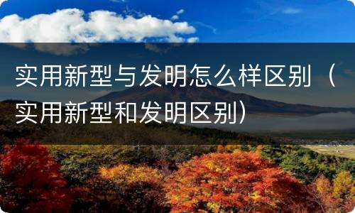 实用新型与发明怎么样区别（实用新型和发明区别）