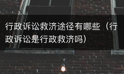 行政诉讼救济途径有哪些（行政诉讼是行政救济吗）