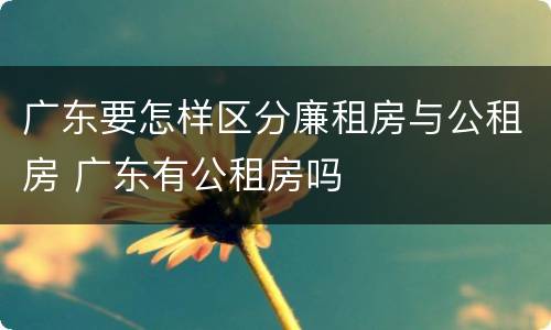 广东要怎样区分廉租房与公租房 广东有公租房吗