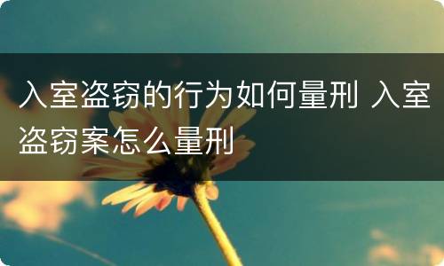 入室盗窃的行为如何量刑 入室盗窃案怎么量刑