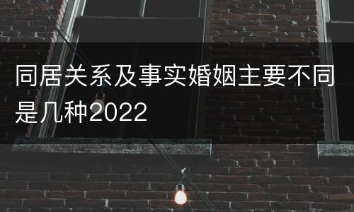同居关系及事实婚姻主要不同是几种2022