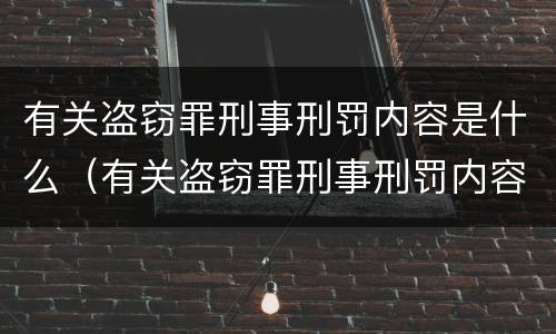 有关盗窃罪刑事刑罚内容是什么（有关盗窃罪刑事刑罚内容是什么呢）