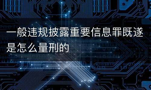 一般违规披露重要信息罪既遂是怎么量刑的