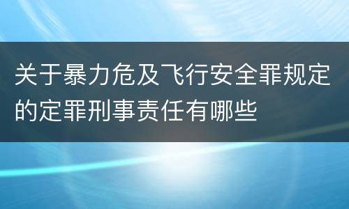 关于暴力危及飞行安全罪规定的定罪刑事责任有哪些