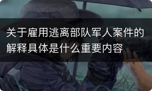 关于雇用逃离部队军人案件的解释具体是什么重要内容