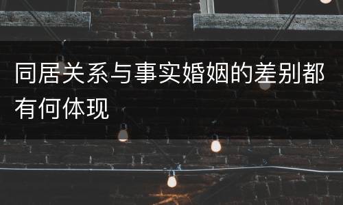 同居关系与事实婚姻的差别都有何体现