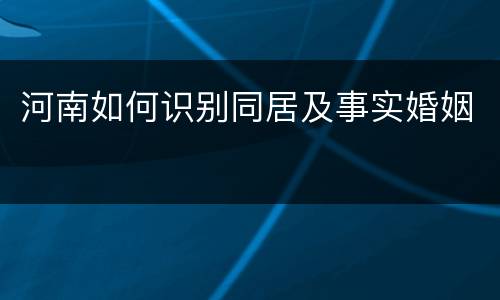 河南如何识别同居及事实婚姻