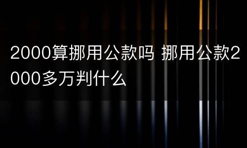 2000算挪用公款吗 挪用公款2000多万判什么