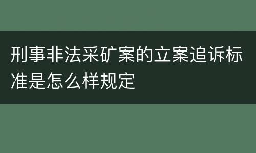 刑事非法采矿案的立案追诉标准是怎么样规定
