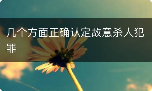 几个方面正确认定故意杀人犯罪