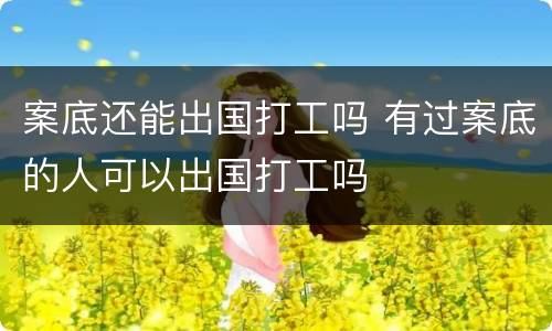 案底还能出国打工吗 有过案底的人可以出国打工吗
