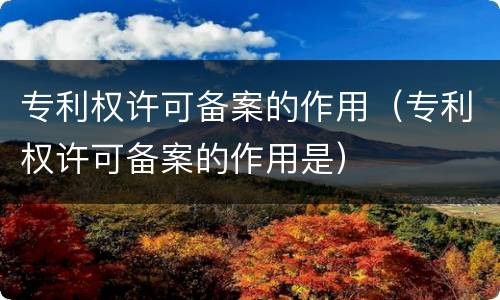 专利权许可备案的作用（专利权许可备案的作用是）