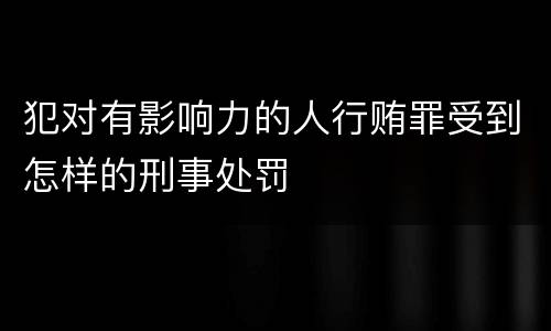 犯对有影响力的人行贿罪受到怎样的刑事处罚