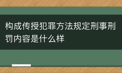 构成传授犯罪方法规定刑事刑罚内容是什么样