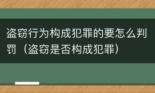 盗窃行为构成犯罪的要怎么判罚（盗窃是否构成犯罪）