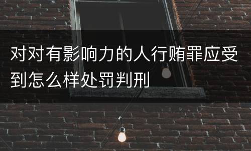 对对有影响力的人行贿罪应受到怎么样处罚判刑