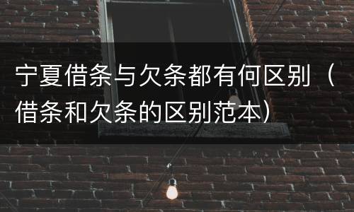 宁夏借条与欠条都有何区别（借条和欠条的区别范本）
