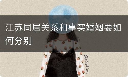 江苏同居关系和事实婚姻要如何分别