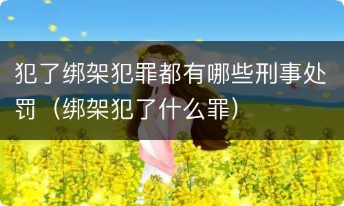 犯了绑架犯罪都有哪些刑事处罚（绑架犯了什么罪）