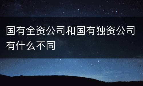 国有全资公司和国有独资公司有什么不同