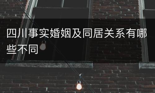 四川事实婚姻及同居关系有哪些不同
